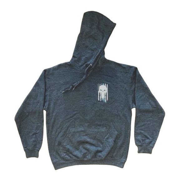 HOWITZER MENS GREY 'BACK THE BLUE' DISTRESSED GRAPHIC HOODIE - NWOT - SZ: XL - Picture 4 of 8